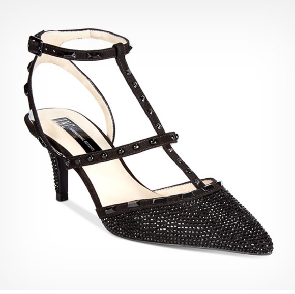 INC International Concepts Shoes - I.N.C Black Glittery Strap Heels